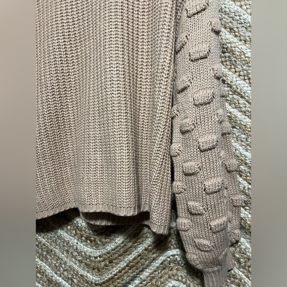 Vici Women's Chunky Knit Beige Sweater,Lantern Sleeves,Size M - Picture 2 of 9
